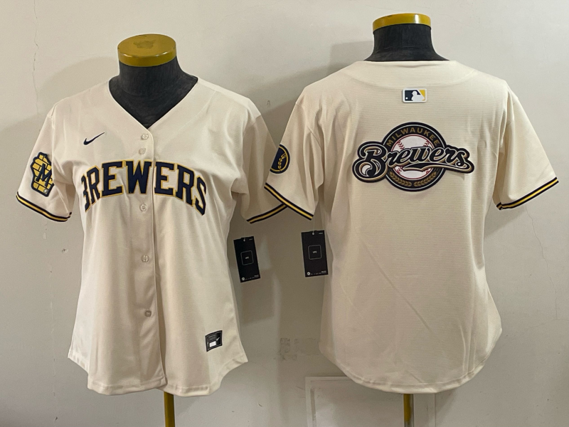 Women 2026 Milwaukee Brewers blank cream Game Nike MLB Jersey 0931001